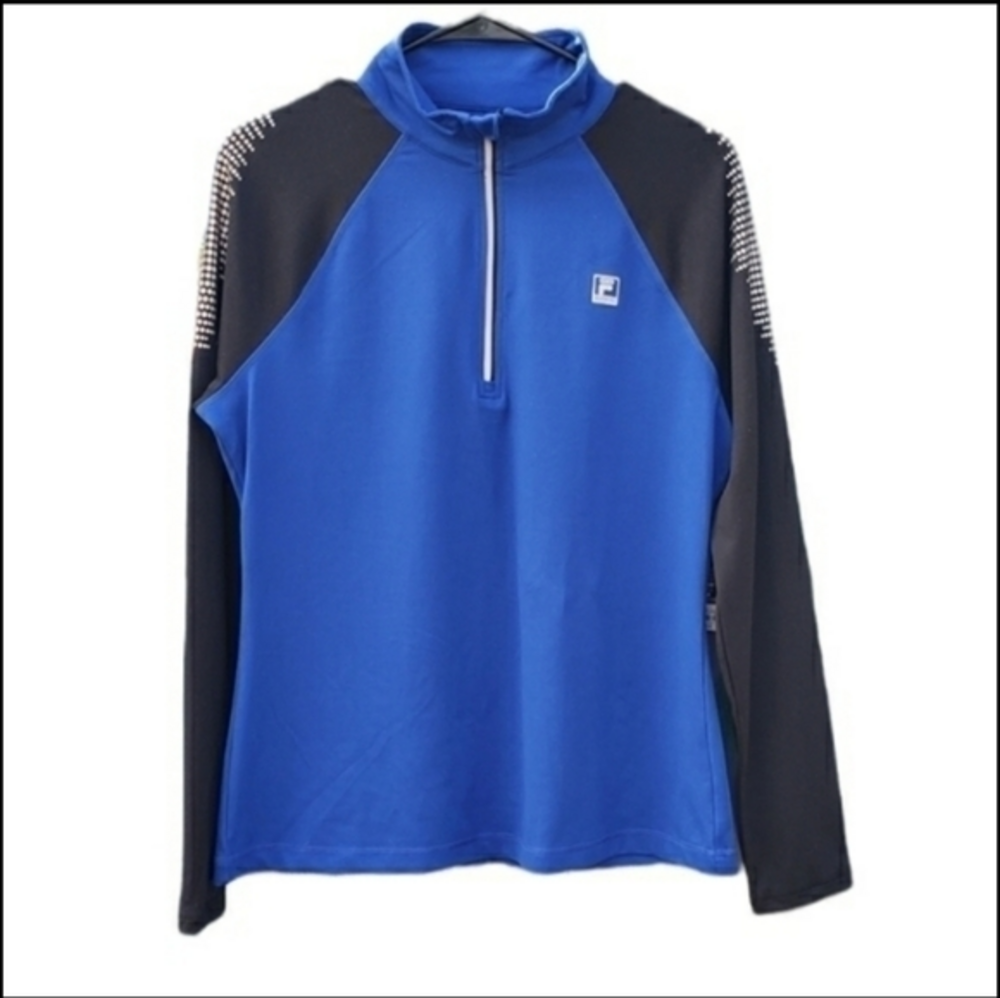 Womens Fila Sport Running Pullover Half Zip Blue Reflective Jacket Large‎ NWT